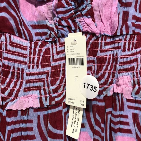 Anthropologie The Odetta Ruffled V-Neck Dress Multicolor Size L NWT - Picture 10 of 11